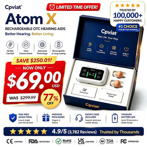 Today Only!CpviatTM Atom XSmart Hearing Aids- Hear Clearly, FeelConfident Again
